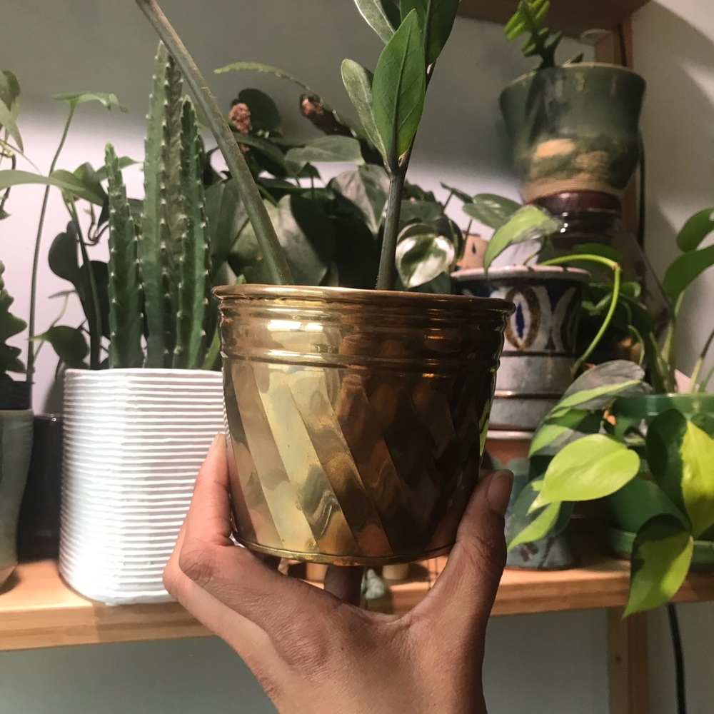 Vintage Boho small Brass planter for 4 inch plant